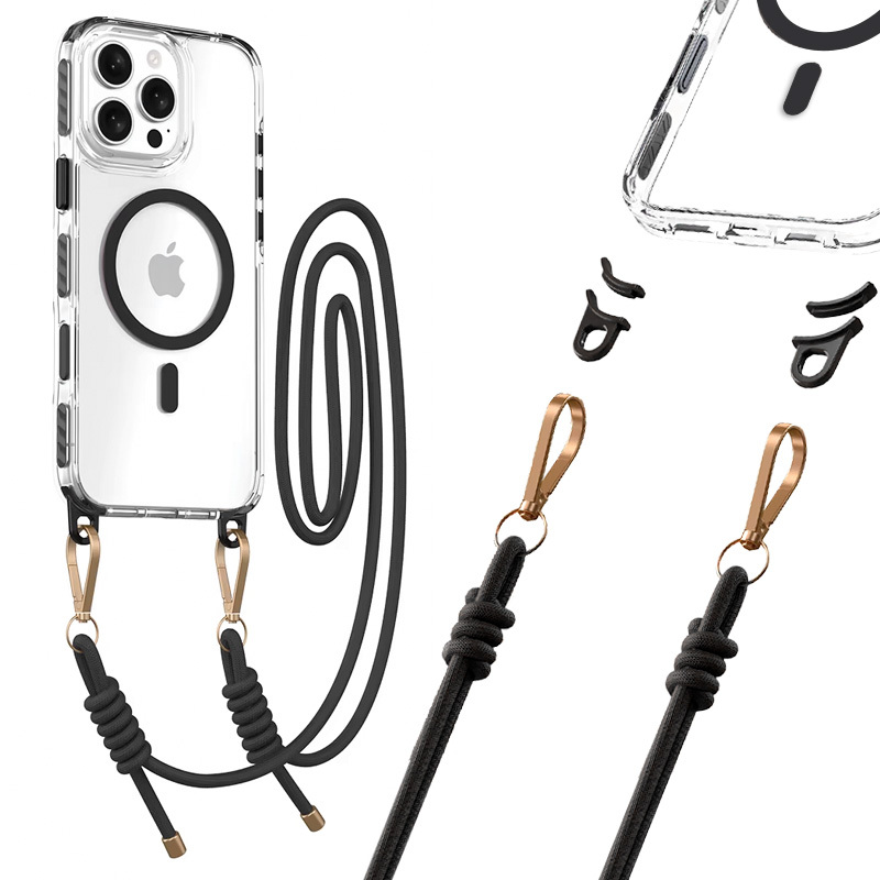 Tel Protect Strap Clear Ümbris jaoks Iphone 15 Pro must