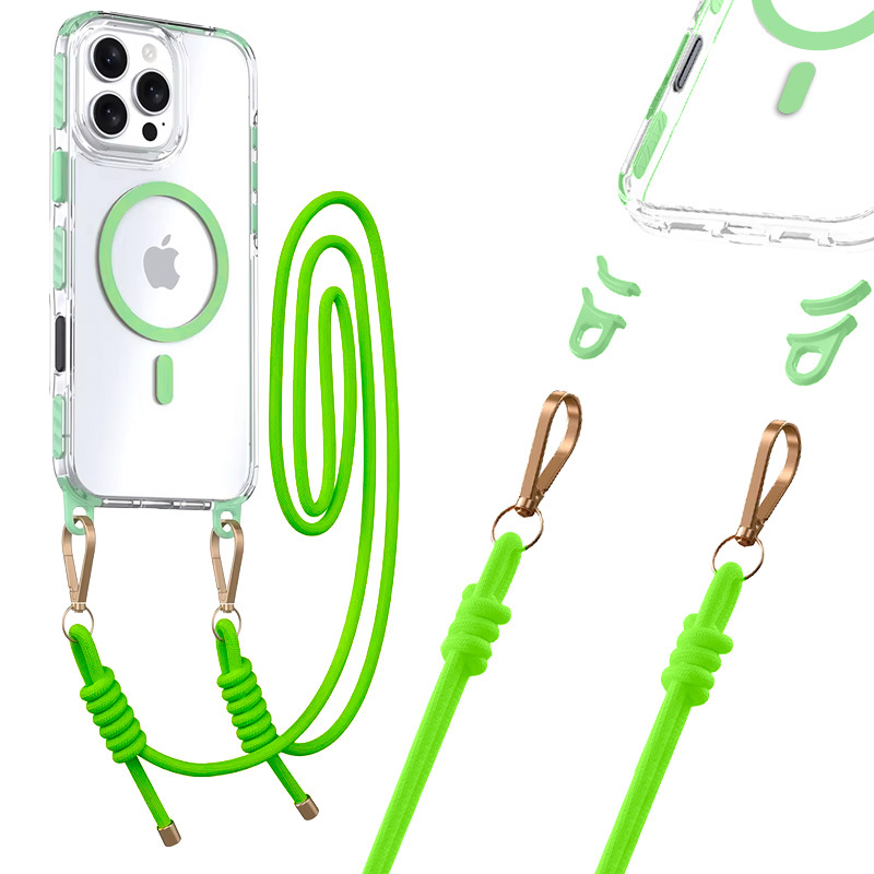 Tel Protect Strap Clear Ümbris jaoks Iphone 15 Pro Max roheline