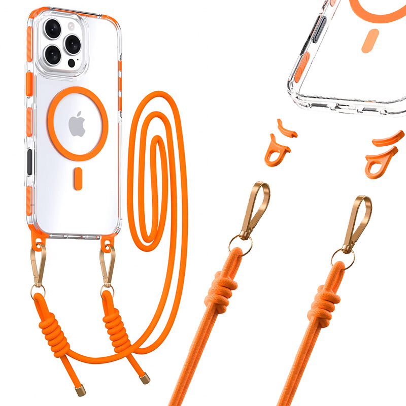 Tel Protect Strap Clear Ümbris jaoks Iphone 16 oranž