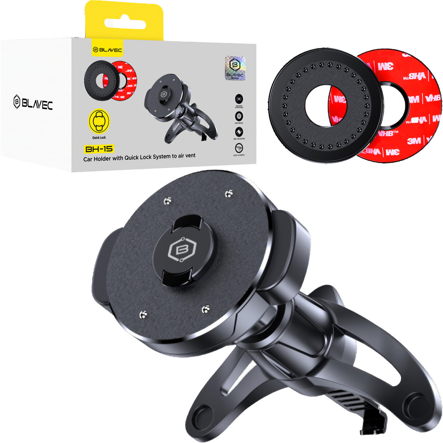 Blavec Car hoidja BH-15 Quick Lock Magsafe to air vent (BH15-QLMAVB) must