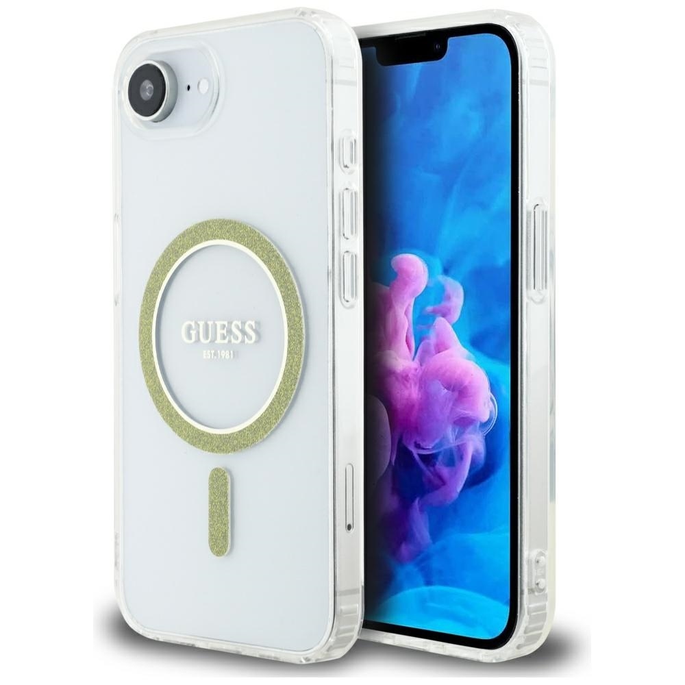 Guess IML Glitter Circle MagSafe iPhone 16e Ümbris - Clear