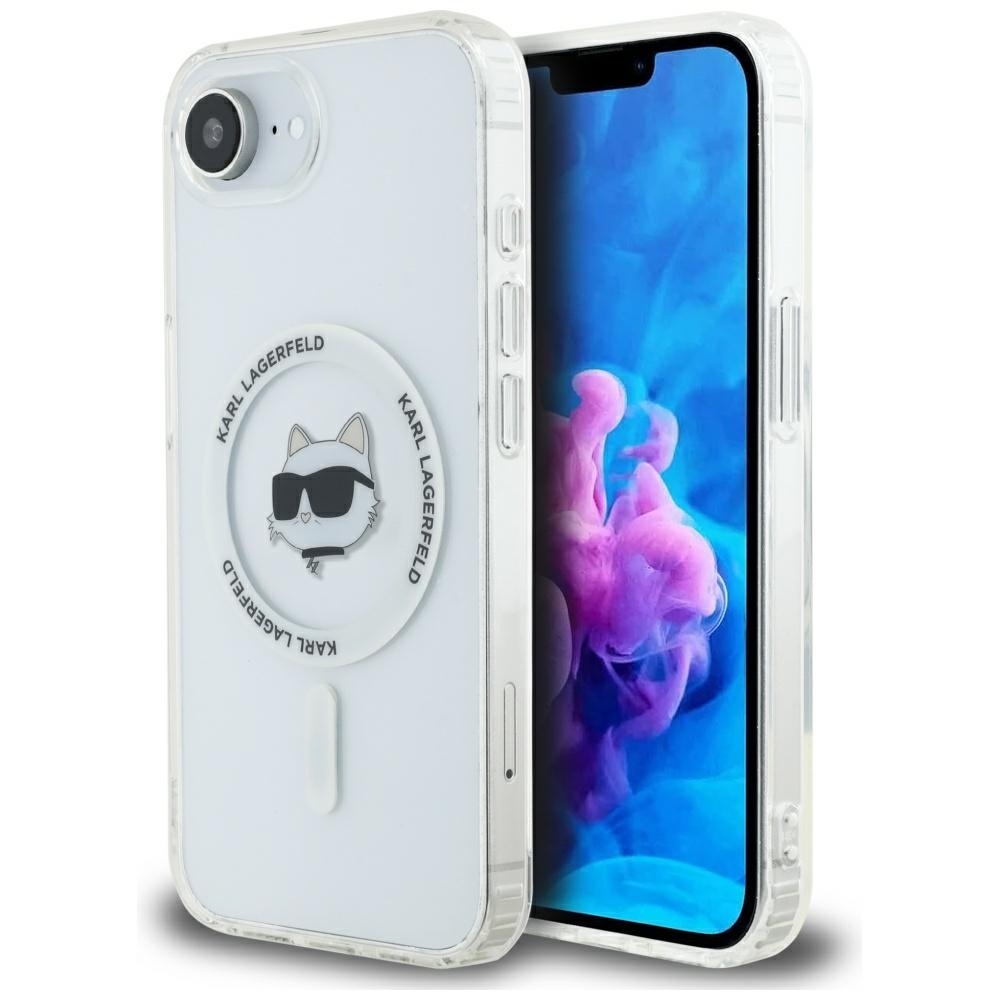 Karl Lagerfeld IML Metal Choupette Head MagSafe iPhone 16e Ümbris - Valge