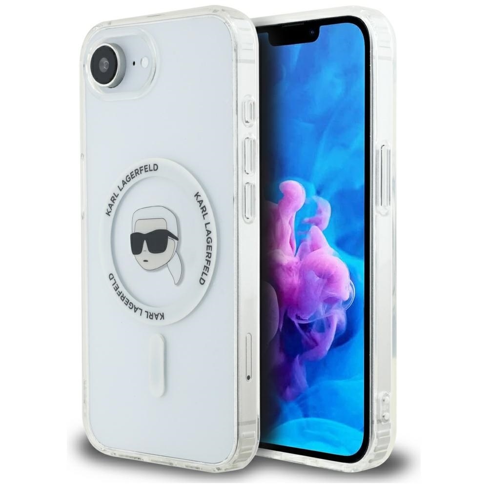 Karl Lagerfeld IML Metal Karl Head MagSafe Ümbris jaoks iPhone 16e Valge