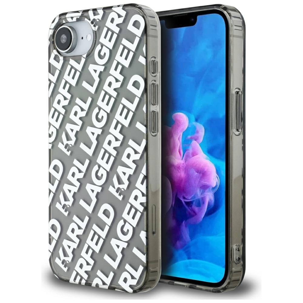 Karl Lagerfeld IML Repeat Logo ümbris jaoks iPhone 16e - hõbedane