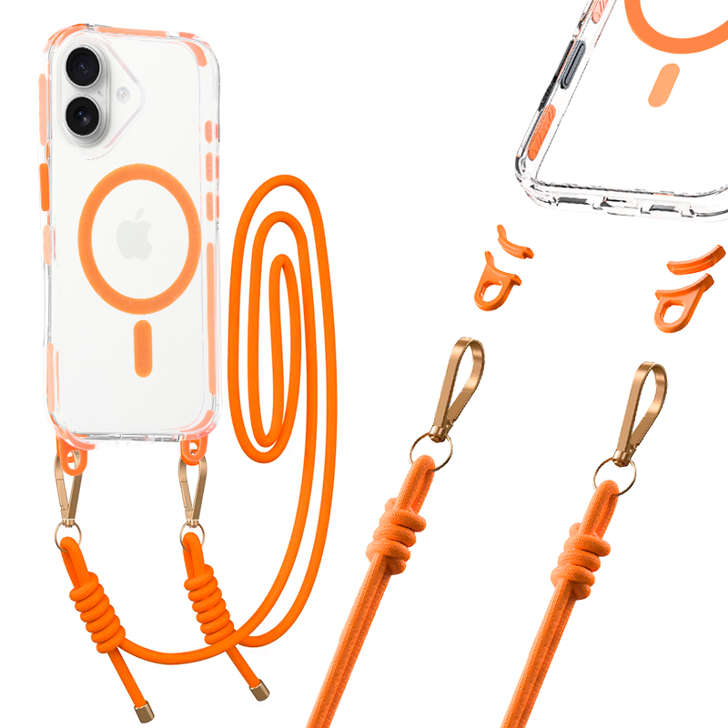 Tel Protect Strap Clear Ümbris jaoks Iphone 17 oranž