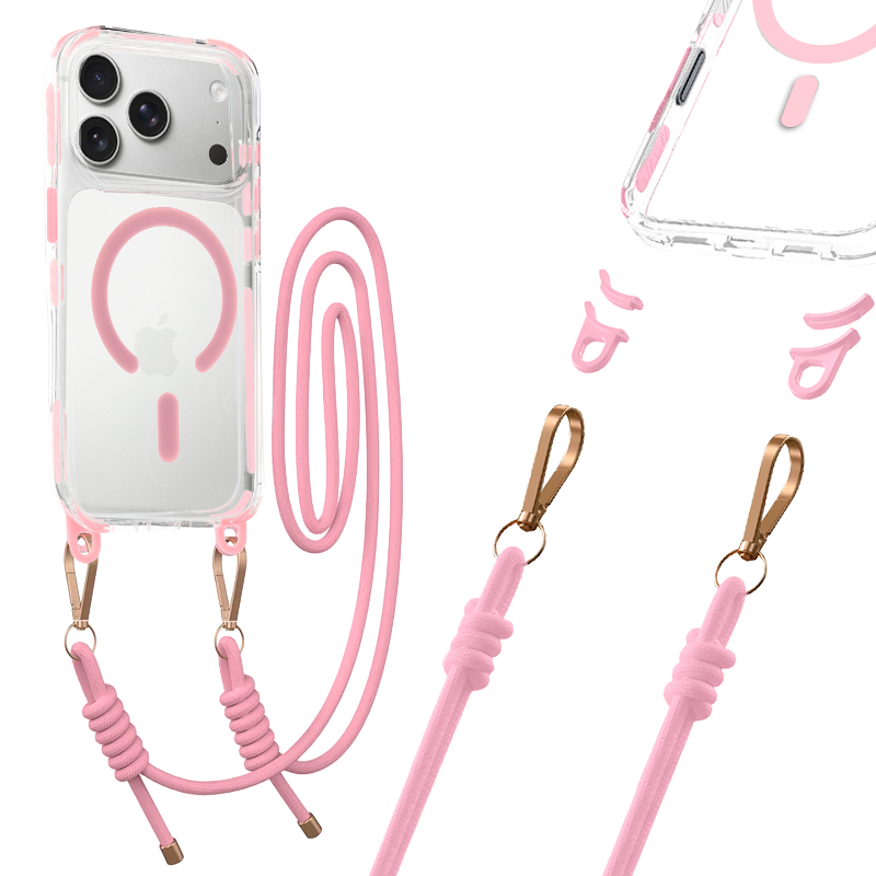 Tel Protect Strap Clear Ümbris jaoks Iphone 17 Pro roosa