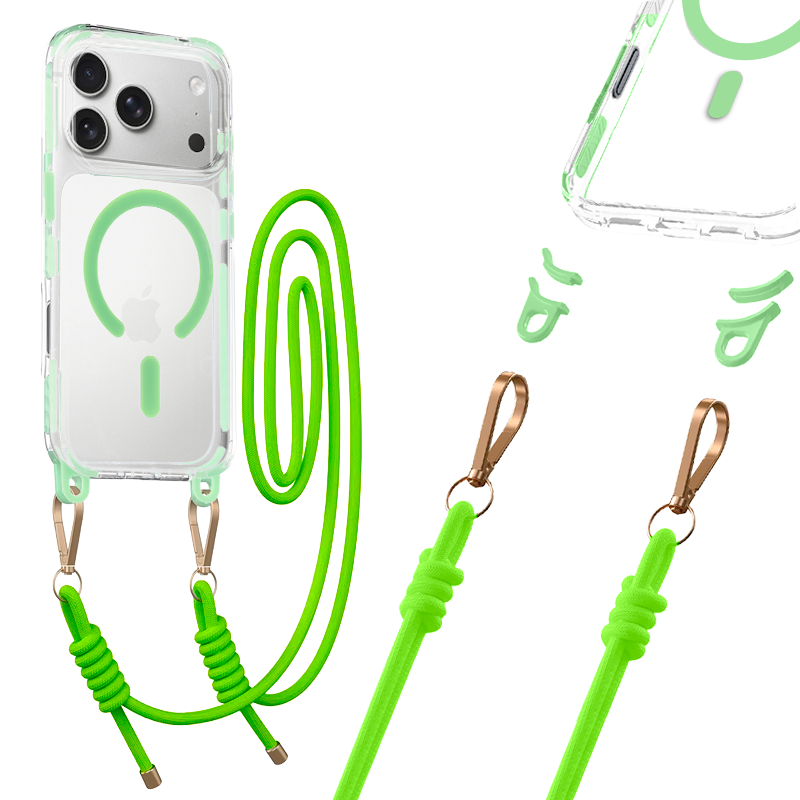 Tel Protect Strap Clear Ümbris jaoks Iphone 17 Pro Max roheline