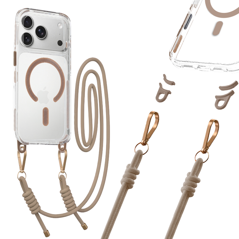 Tel Protect Strap Clear Ümbris jaoks Iphone 17 Pro Max kuldne