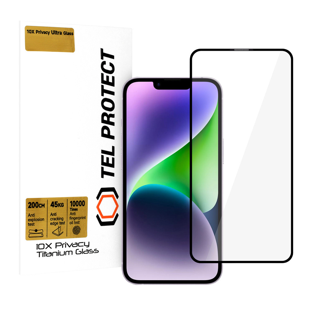 Tempered glass Tel Protect 10X Privacy Titanium jaoks Iphone 14 (envelope)