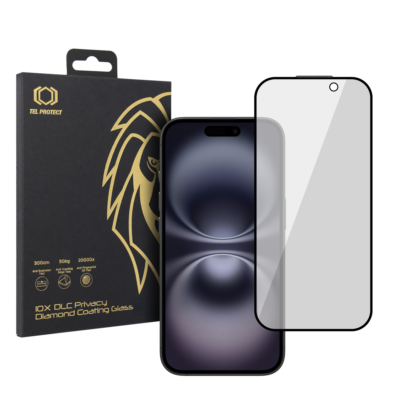 Tempered glass Tel Protect 10X Privacy DLC Diamond Coating jaoks Iphone 16
