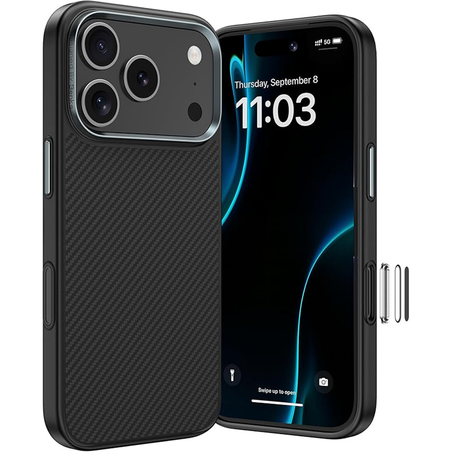 Benks Magnetic Armor Pro Kevlar Ümbris Metal Frame 600D (A070) jaoks Iphone 17 Pro Max must (Camera Control Button)