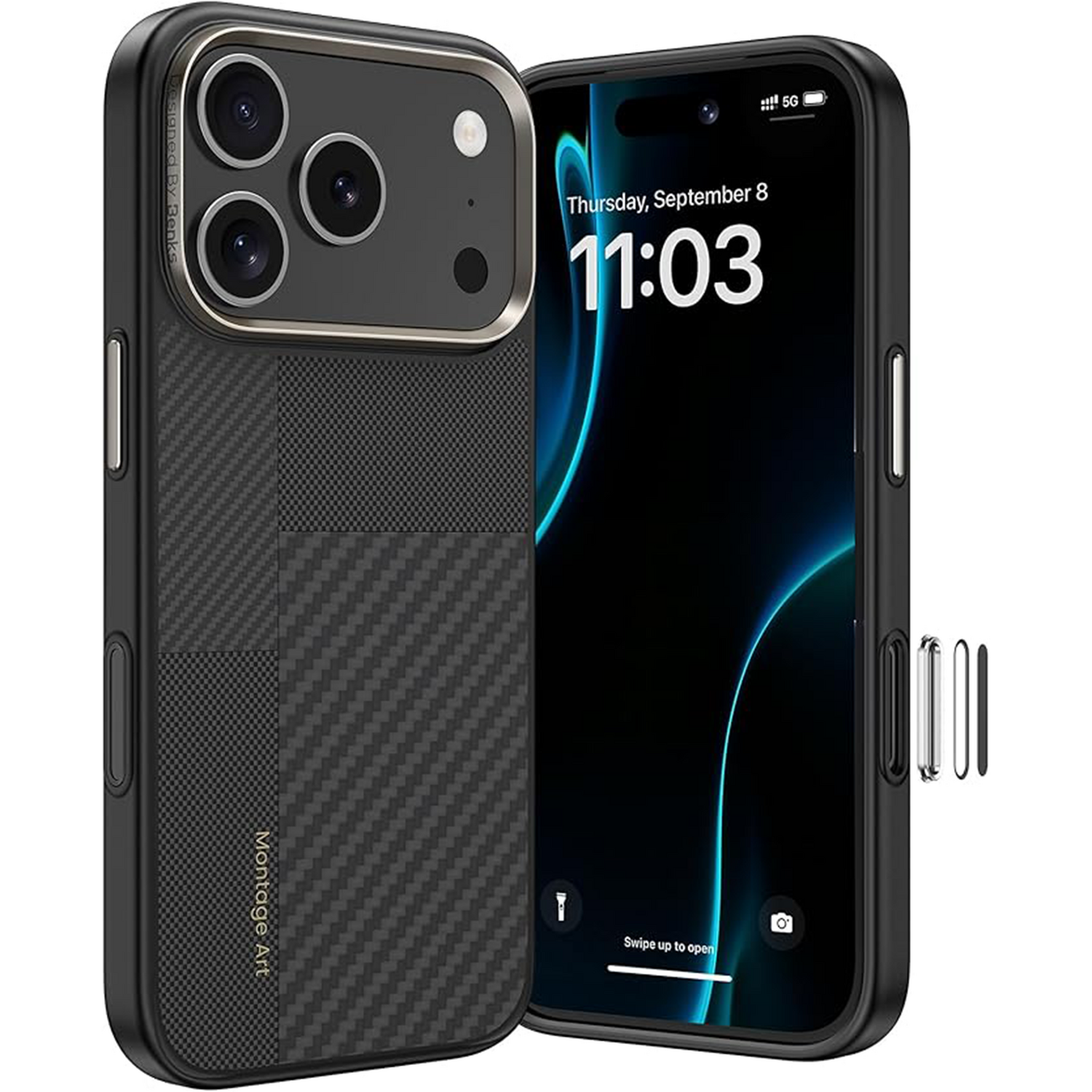 Benks Montage Magnetic Armor Pro Kevlar Ümbris Metal Frame 600D+1500D (MA69) jaoks Iphone 17 Pro must (Camera Control Button)