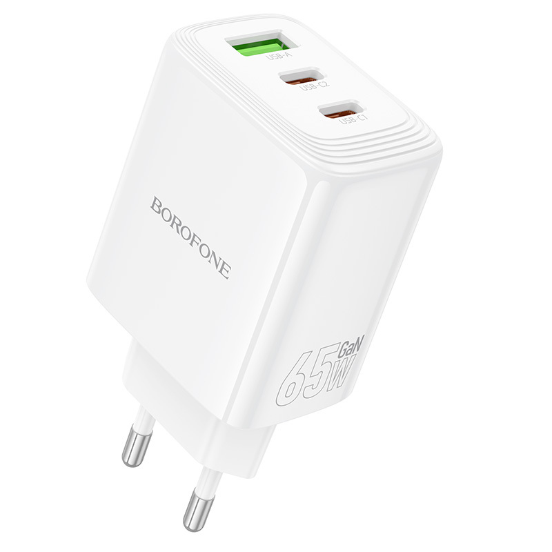 Borofone Sein laadija BN32 Cargador GaN - USB + 2xType C - QC 3.0 PD 65W valge