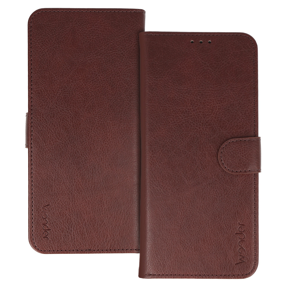 WONDER COMMON Universal Book Case (SIZE S) for Iphone 12/13/Samsung S6/A5 2016/Xcover 4/S22/Huawei P8 2017 brown