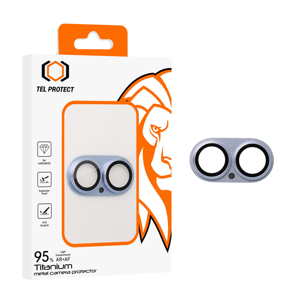 Tempered klaas Tel Protect 95% AR+AF Full Metal kaamera kaitse on camera for Iphone 17 sinine (camera island)
