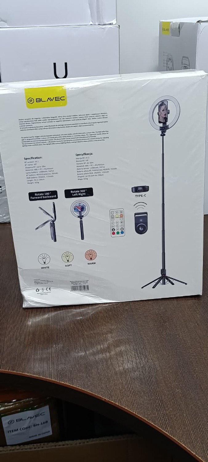 Blavec Selfie Ring lamp Aluminium Aura LED RGB Ring P-50 25cm tripod + remote control + 2,3 metres (RLP50-TRB23) must (damaged packaging)