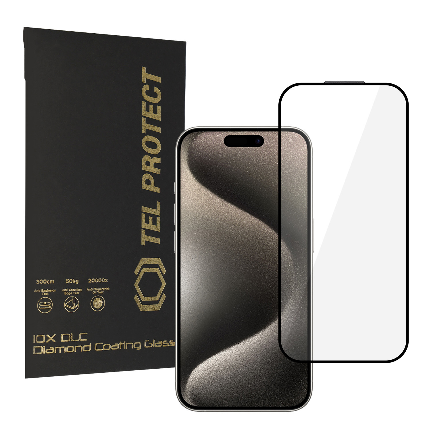 Tel Protect 10X HD DLC Diamond Coating karastatud klaas iPhone 15 Pro Max jaoks