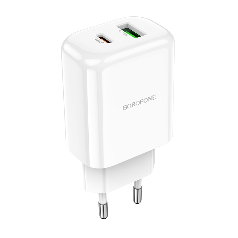 Borofone Wall laadija BN4 Potential - USB + Type C - QC 3.0 PD 2.0 20W valge