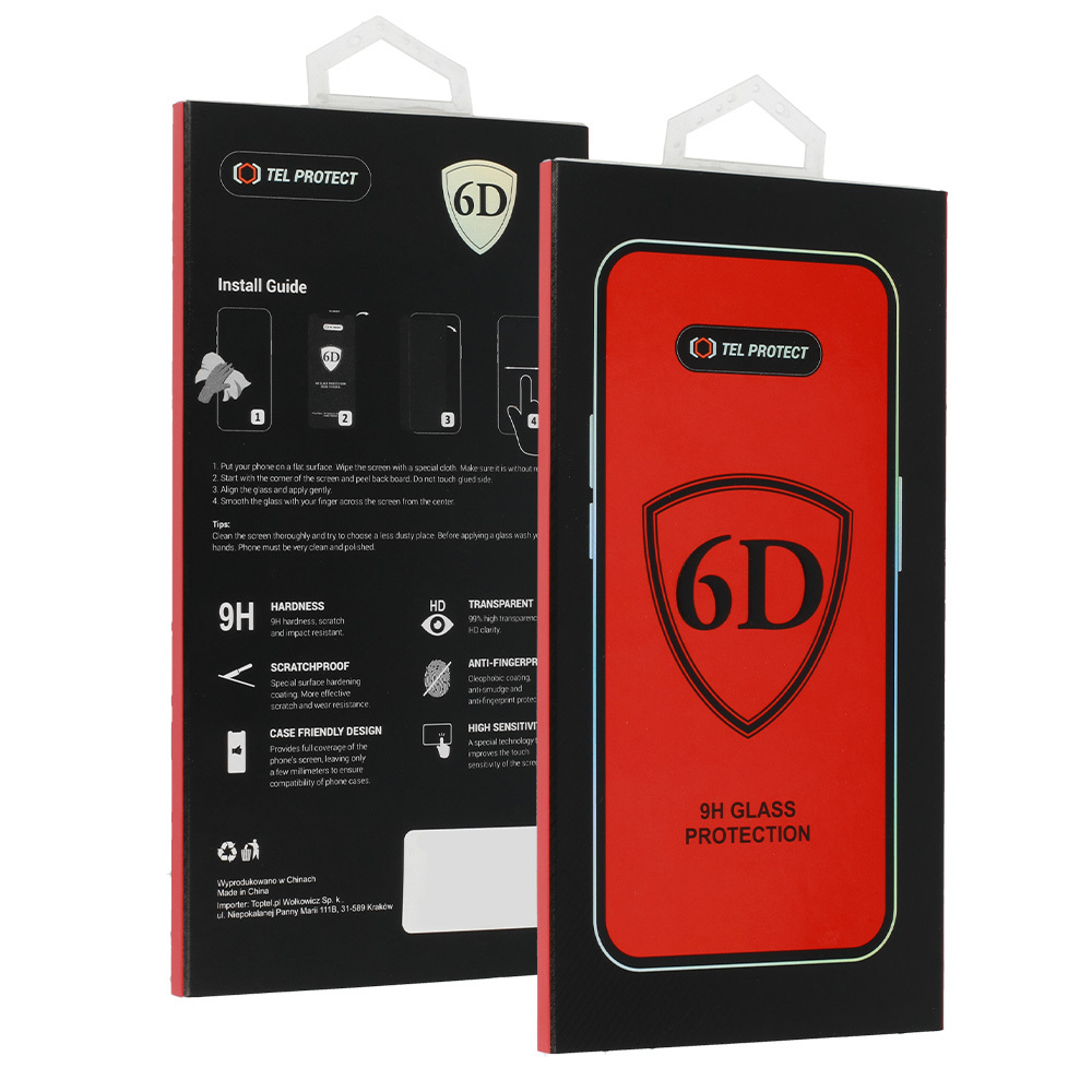Tel Protect Full Glue 6D Karastatud klaas jaoks IPHONE SE 2020/SE 2022 BLACK