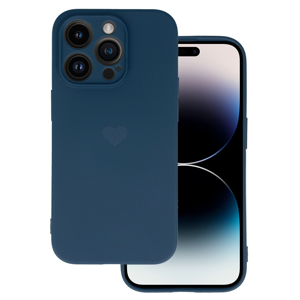 Vennus Silicone Heart Ümbris jaoks Iphone 14 Pro design 1 tumesinine