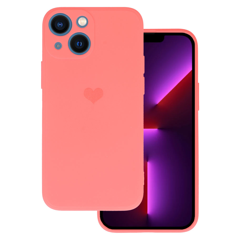 Vennus Silicone Heart Ümbris jaoks Iphone 14 Plus design 1 coral