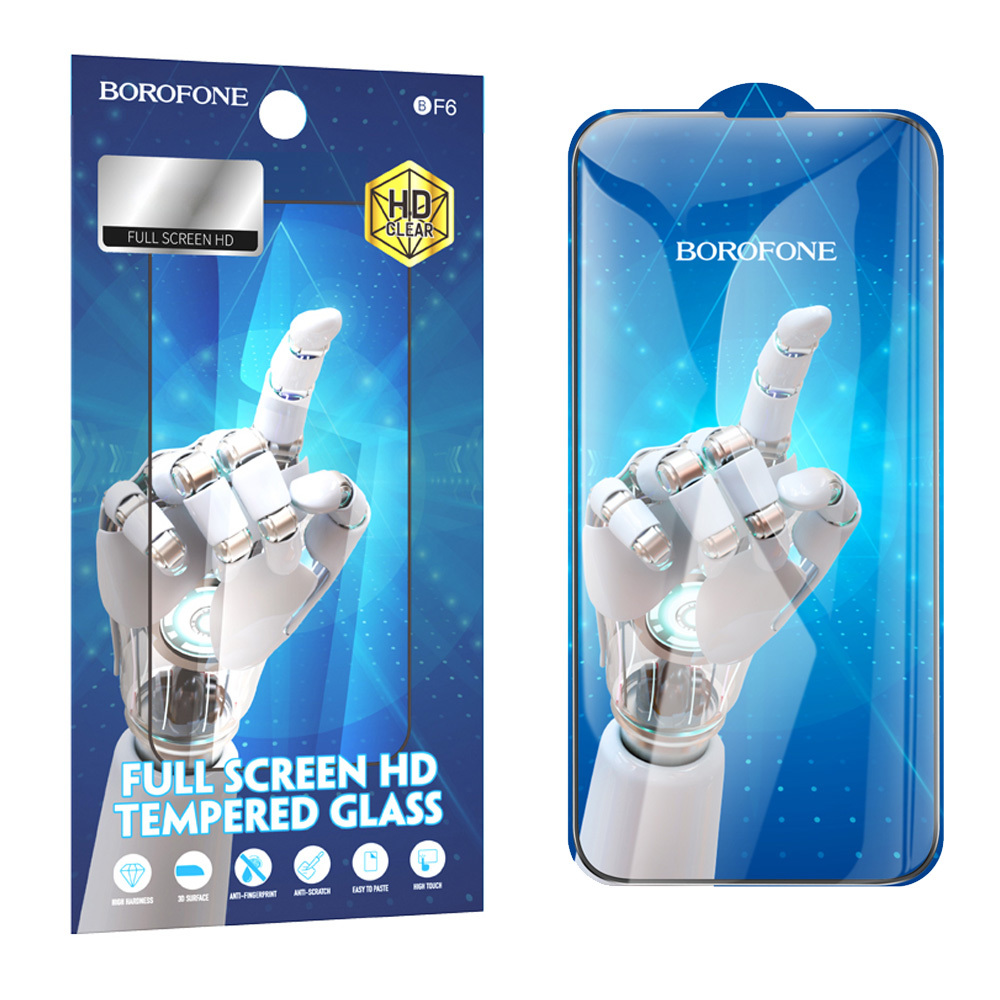 Borofone Tempered glass BF6 Diamond Armor Full Screen HD jaoks Iphone 16e/14/13/13 Pro - 10 pieces