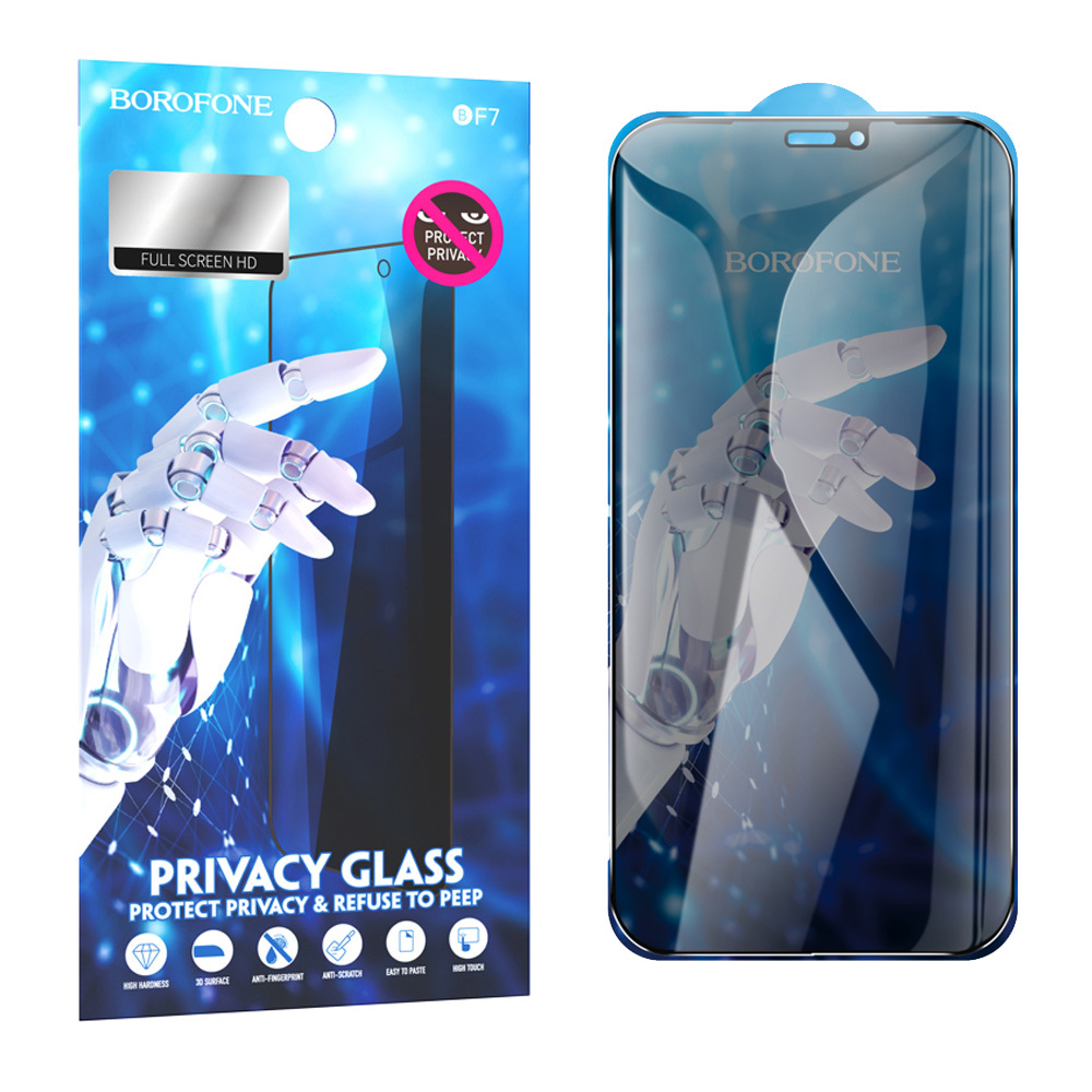 Borofone BF7 Diamond Armor Anti-spy karastatud klaas iPhone 12 Pro Max (10 tk komplekt)