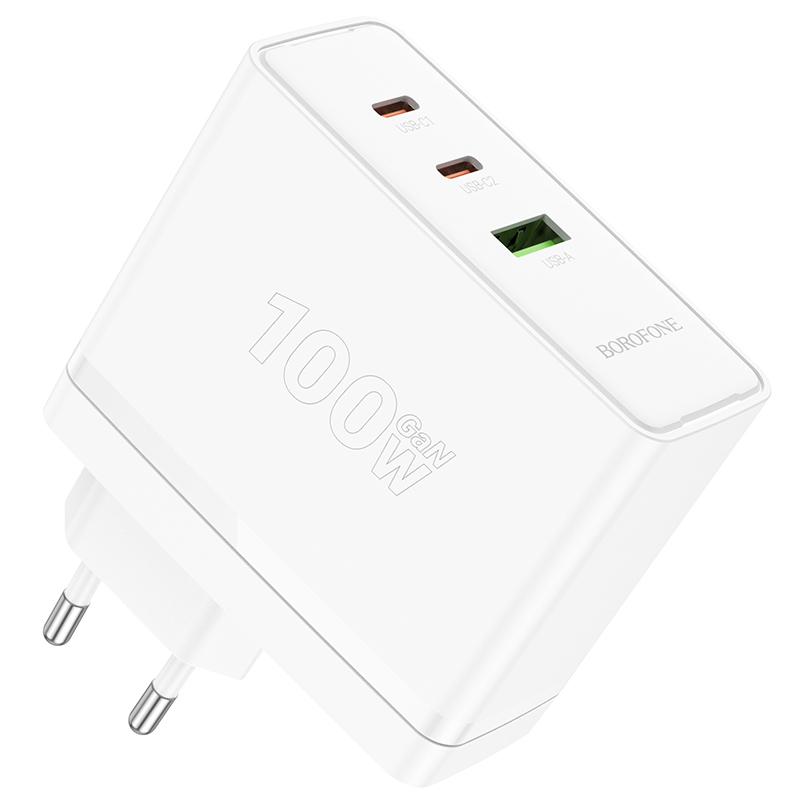 Borofone Wall Laadija BN11 Imperial - USB + 2xType C - QC 3.0 PD 100W valge