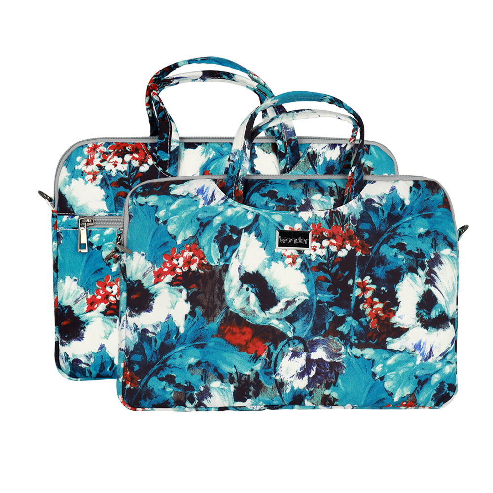 Wonder Briefcase Laptop 15-16 inches valge poppies