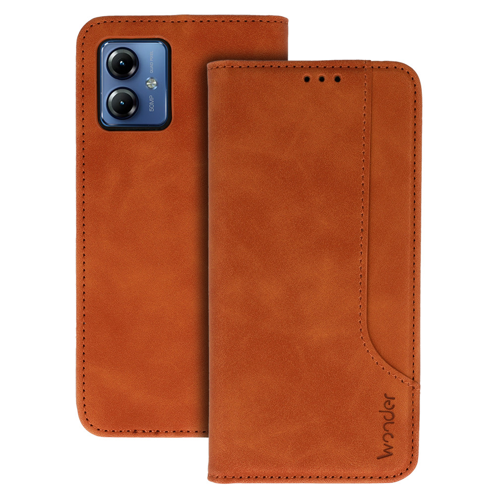 Wonder Prime Ümbris jaoks Motorola Moto G14 brown