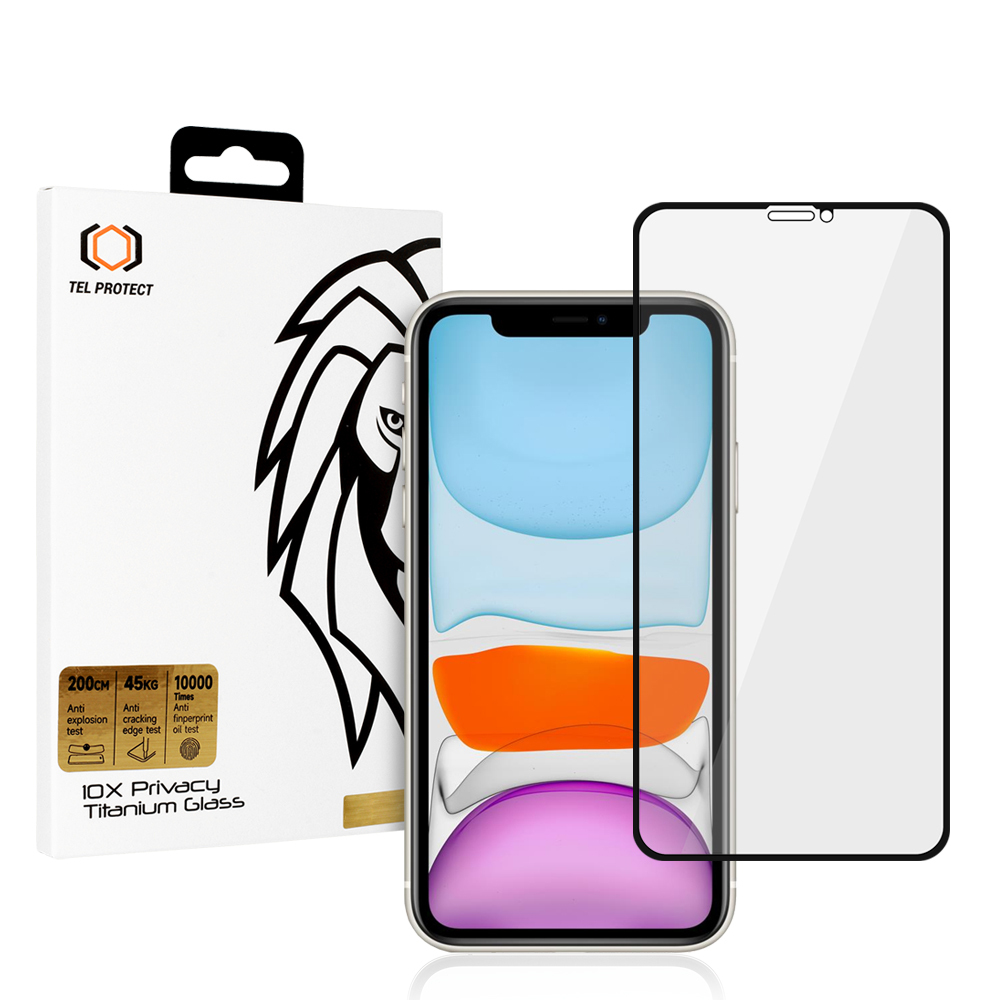 Karastatud klaas Tel Protect 10X Privacy Titanium jaoks Iphone 11/XR