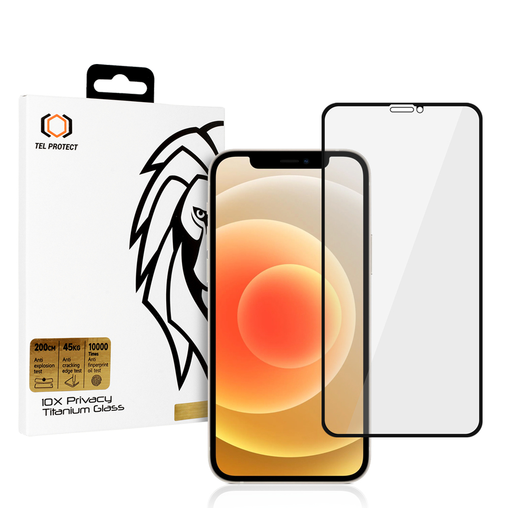 Karastatud klaas Tel Protect 10X Privacy Titanium jaoks Iphone 12/12 Pro