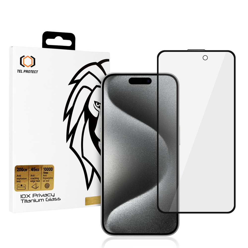 Tempered glass Tel Protect 10X Privacy Titanium jaoks Iphone 15 Pro Max