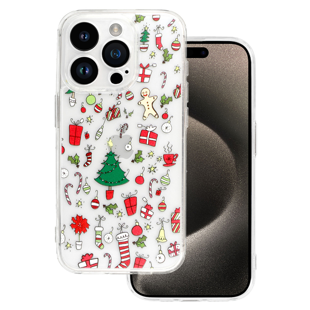 TEL PROTECT Christmas Clear Ümbris jaoks Iphone 15 Pro Max Design 2
