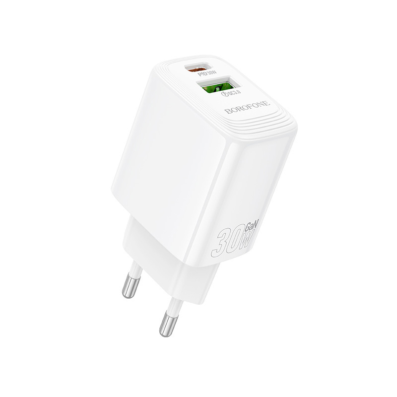 Borofone Wall Laadija BN29 Fuente - USB + Type C - QC 3.0 PD 30W valge