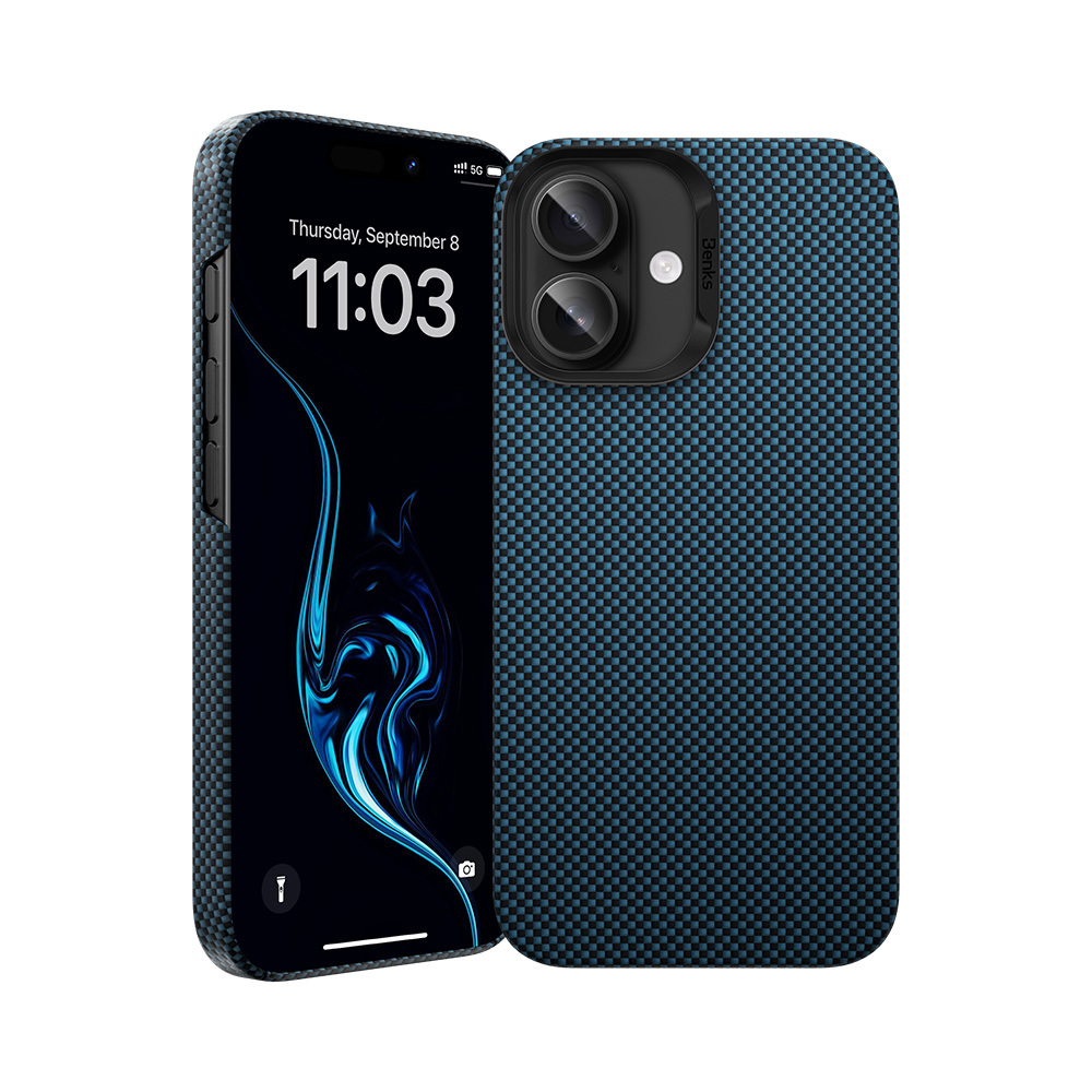 Benks Magnetic Armor Tint Kevlar 1000D (0064) jaoks Iphone 16 Plus sinine