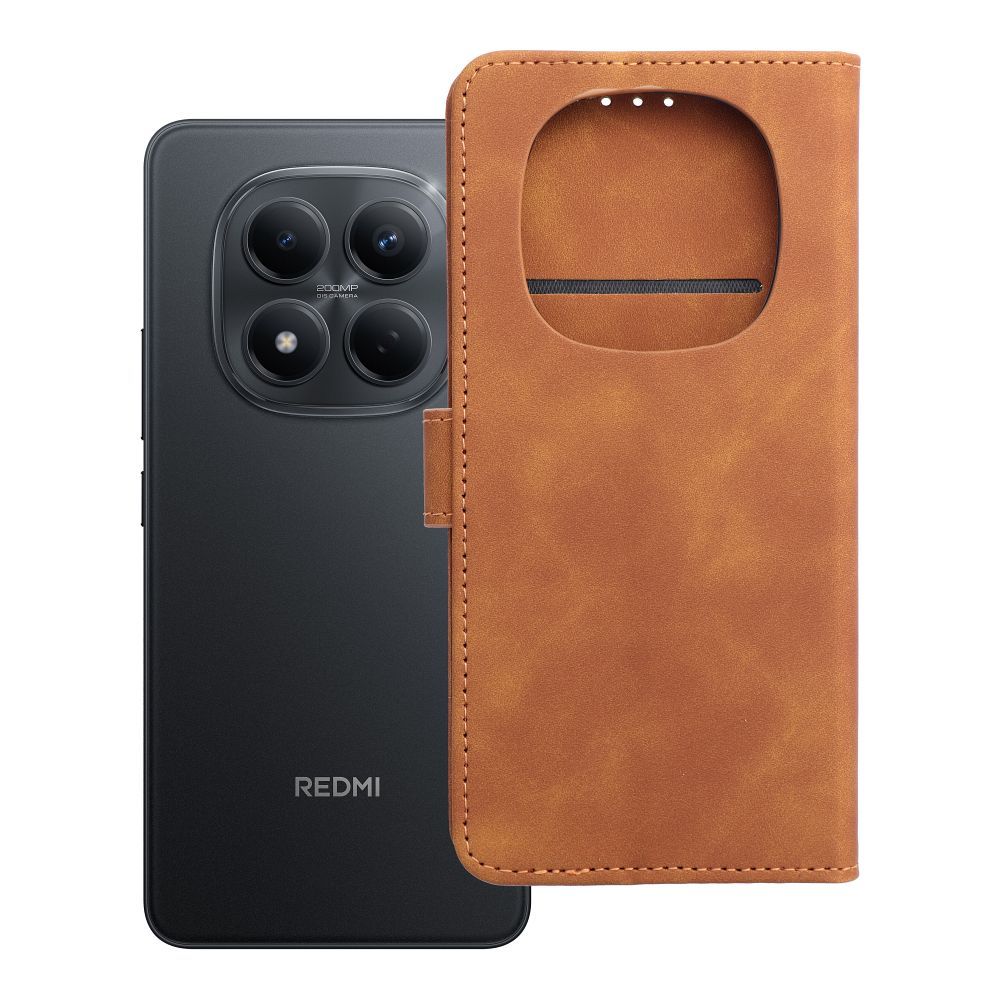 TENDER Book ümbris XIAOMI Redmi Note 15 5G pruunile numbrile