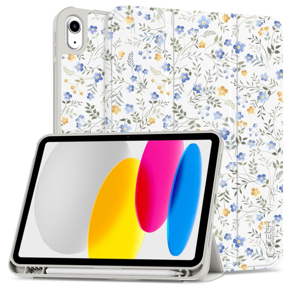 Чехол Tech-Protect SC Pen для iPad 10.9" 2022 (10 пок.) / 11" 2025 (11 пок.) - ромашки с листьями