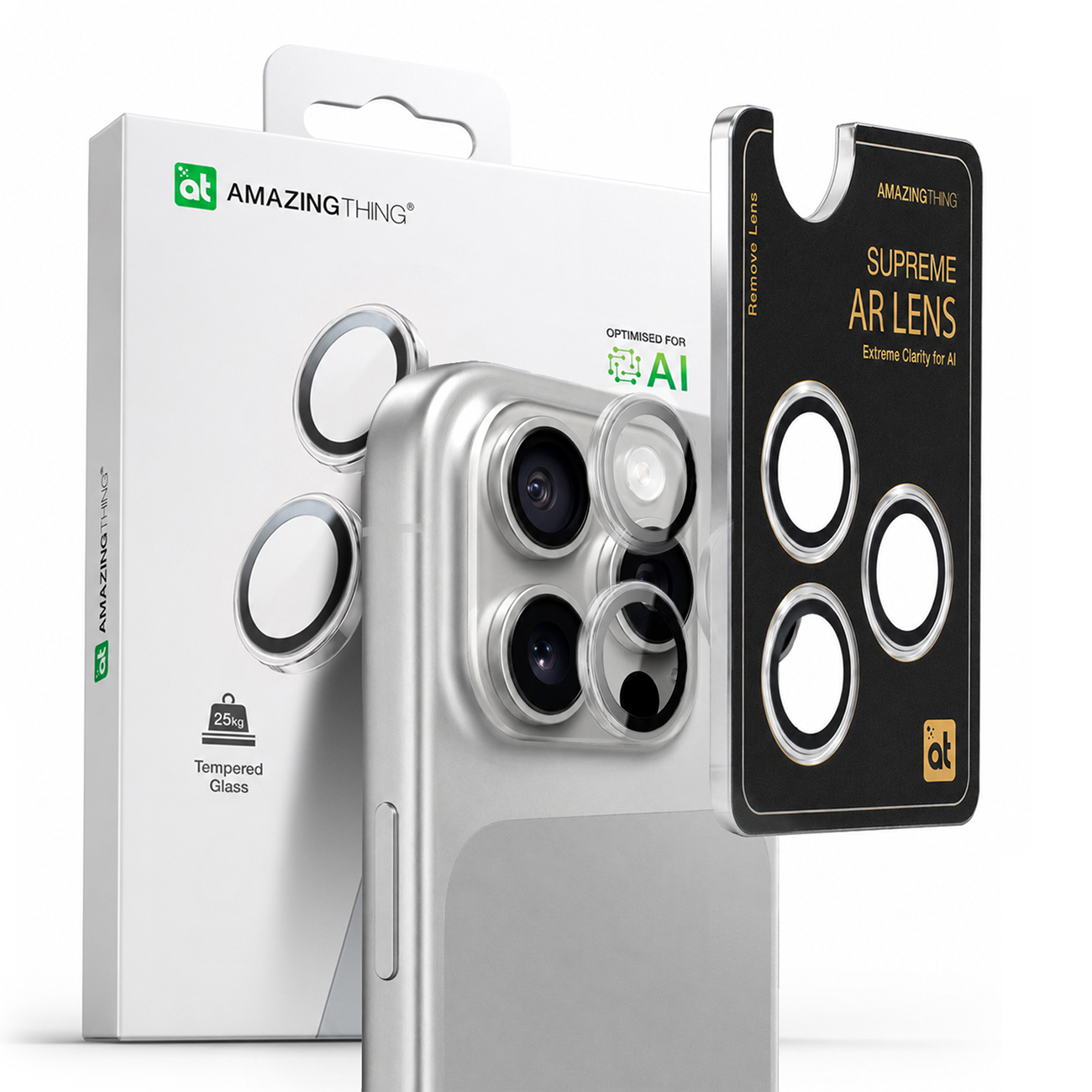AmazingThing AR 3 Lens Glass Full Clear закалённое стекло для iPhone 16 Pro / 16 Pro Max - прозрачный