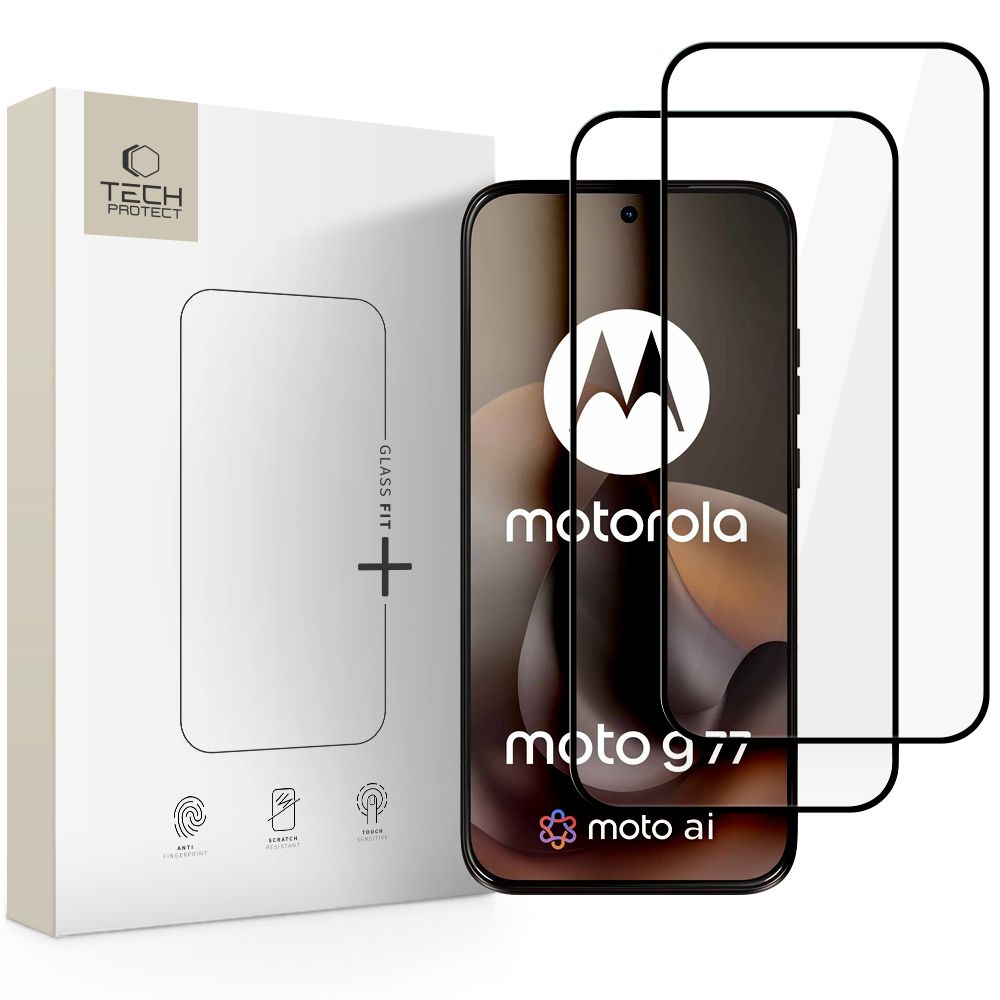 Tech-Protect Glass Fit+ karastatud klaas 2 tk Motorola Moto G67 / G77 jaoks - must