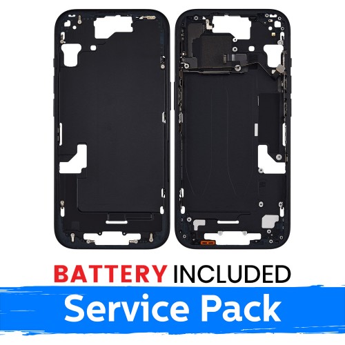 Mid-Frame Housing Apple iPhone 15 Mid-Frame Housing + Battery / Black / (Service Pack)
