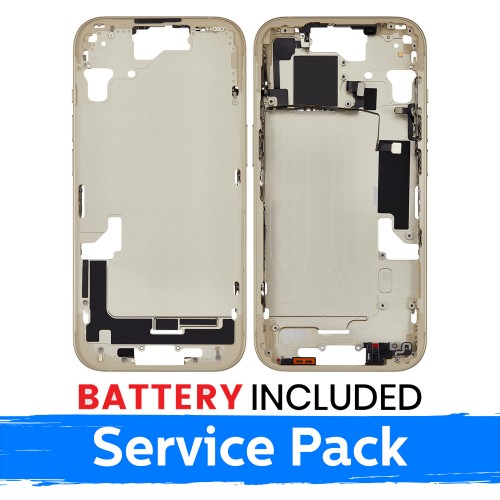 Mid-Frame Housing Apple iPhone 15 Mid-Frame Housing + Battery / Yellow / (Service Pack)