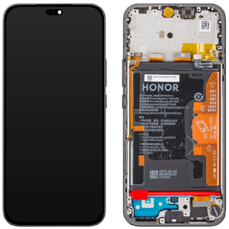 LCD ekraan Huawei Honor 400 Lite puuteekraani, raami ja akuga Black originaal (service pack)