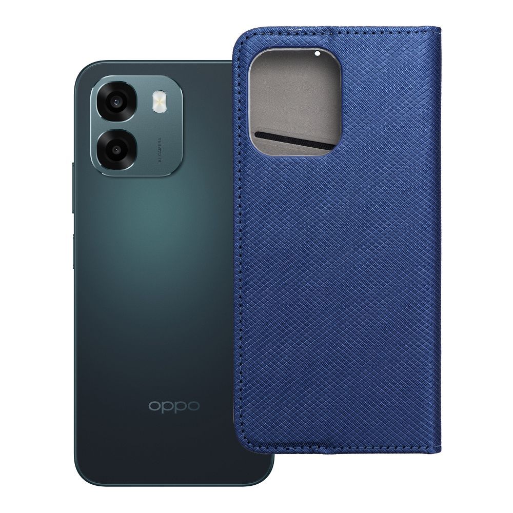 Klappkaanega Smart Case Book ümbris Oppo A6 jaoks, tumesinine