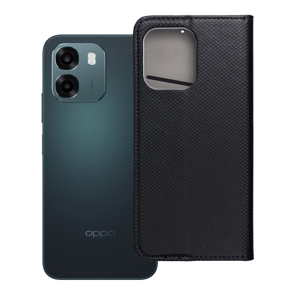 Klappkaanega Smart Case Book ümbris Oppo A6 jaoks, must