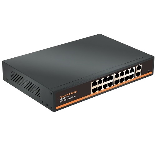 PoE kommutaator 16 porti 1000Mbps +2G üleslink