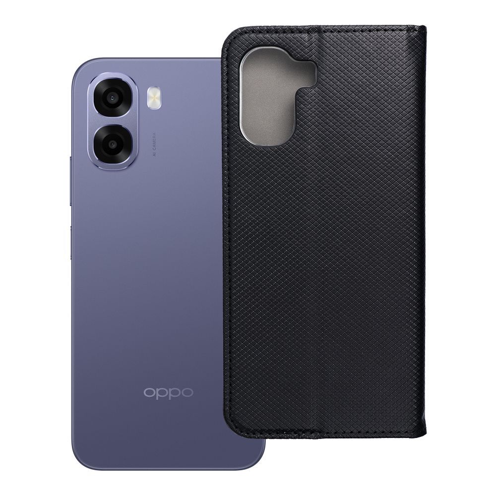 Klappkaanega Smart Case Book ümbris Oppo A6x jaoks, must