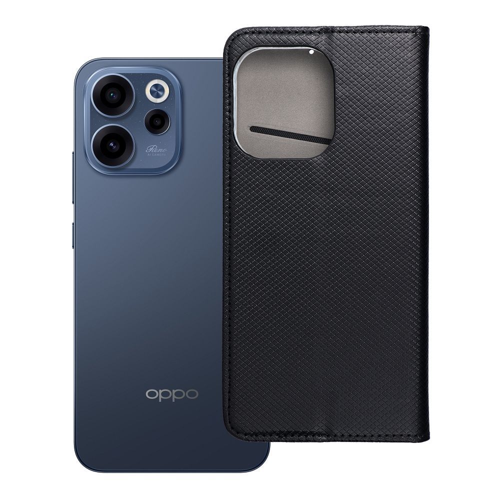 Klappkaanega Smart Case Book ümbris Oppo Reno 15 jaoks, must