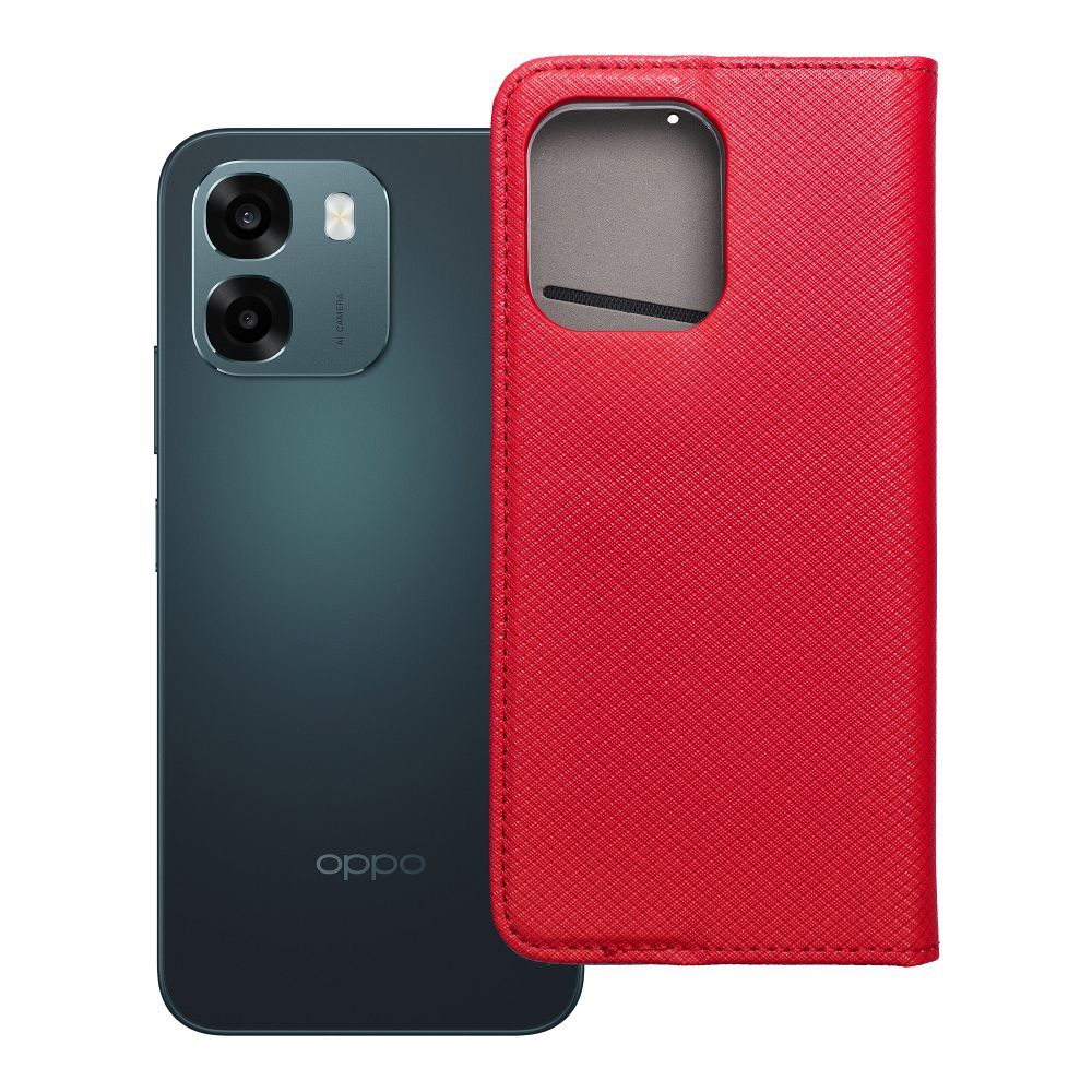 Klappkaanega Smart Case Book ümbris Oppo A6 jaoks, punane