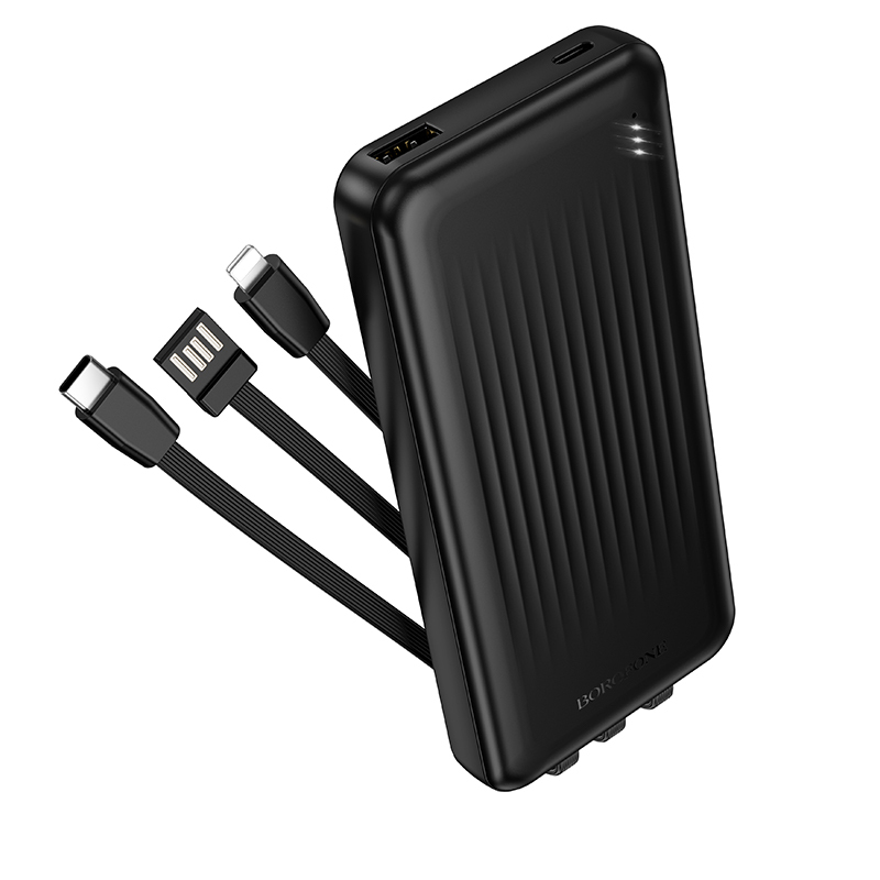 Borofone Power Bank 10000mAh BJ79 Clever - USB - with Type C and Lightning cables black